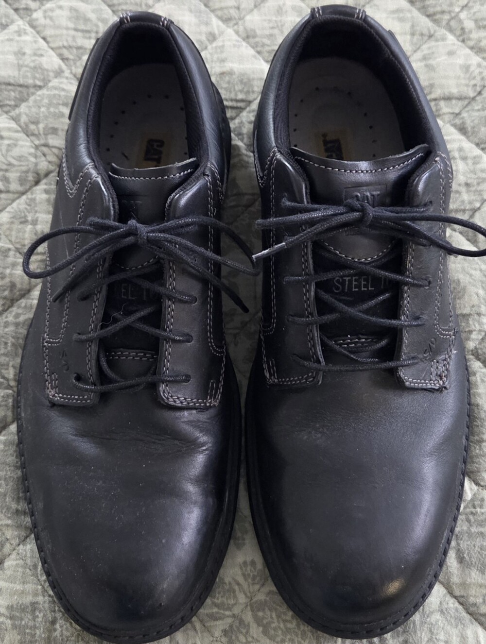 Steel Toe Black Genuine Leather Work Dress Shoes - Men's Size 12
